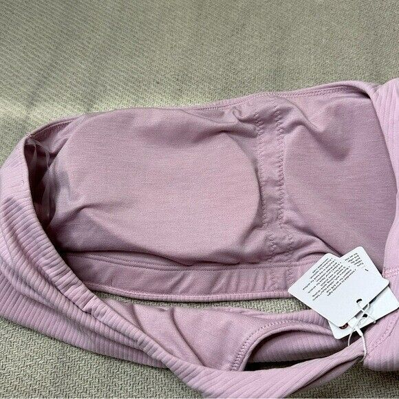 Lululemon Ribbed Asymmetrical Nulu Yoga Sports Bra Size 12 NWT $78 Pink Rare - Picture 6 of 9